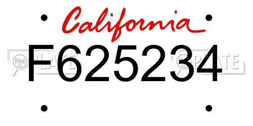 F625234 California License Plate