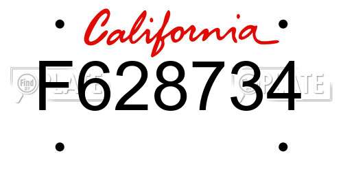 F628734 California License Plate