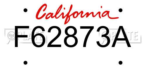 F62873A California License Plate