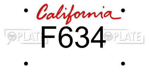 F634 California License Plate