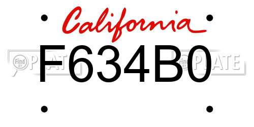F634B0 California License Plate