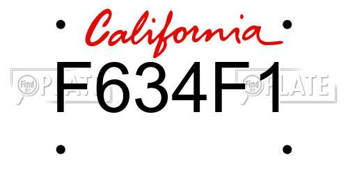 F634F1 California License Plate