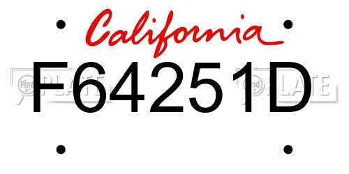 F64251D California License Plate