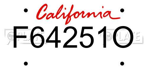 F64251O California License Plate