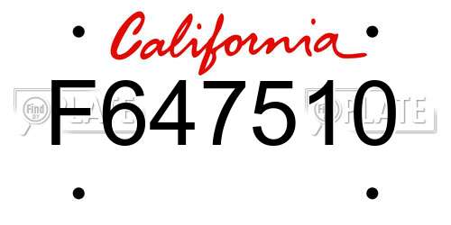 F647510 California License Plate