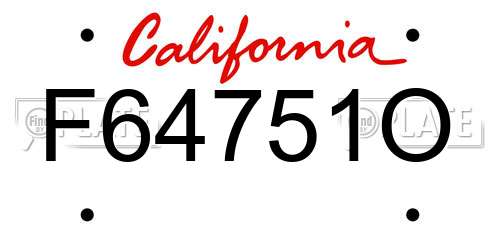 F64751O California License Plate
