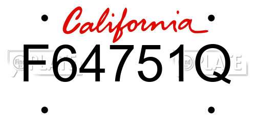 F64751Q California License Plate