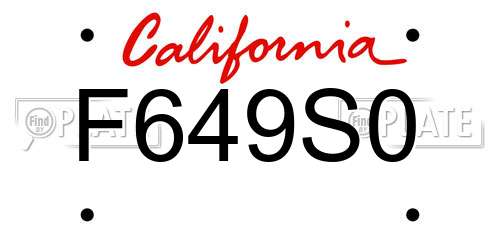 F649S0 California License Plate