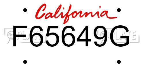 F65649G California License Plate