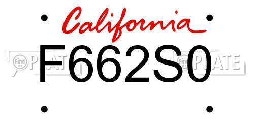 F662S0 California License Plate
