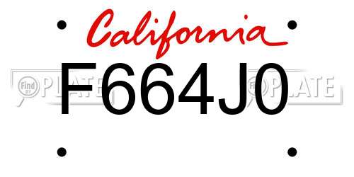 F664J0 California License Plate