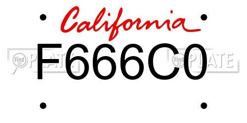 F666C0 California License Plate