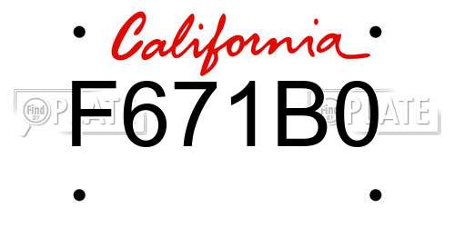 F671B0 California License Plate