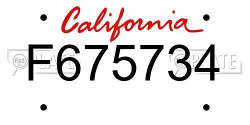 F675734 California License Plate