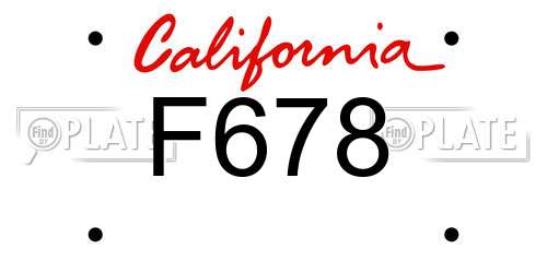 F678 California License Plate