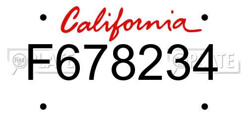 F678234 California License Plate