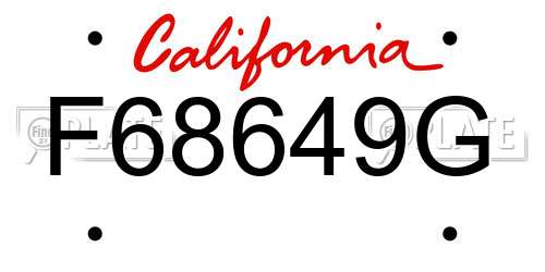 F68649G California License Plate