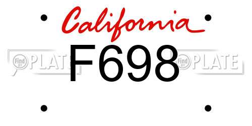 F698 California License Plate