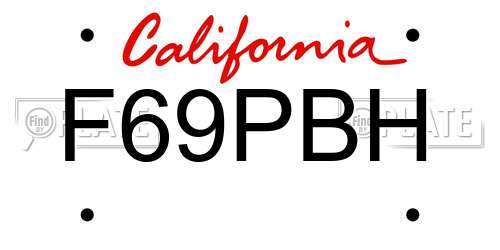 F69PBH California License Plate