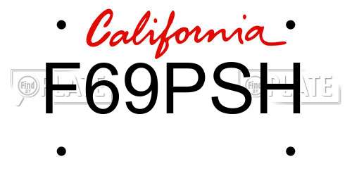 F69PSH California License Plate
