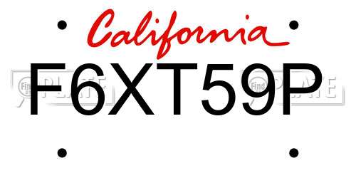 F6XT59P California License Plate