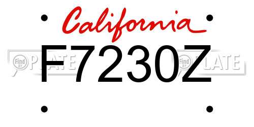 F7230Z California License Plate