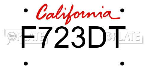 F723DT California License Plate