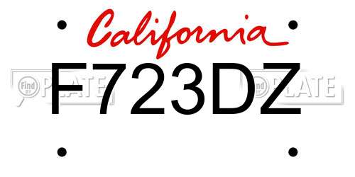 F723DZ California License Plate
