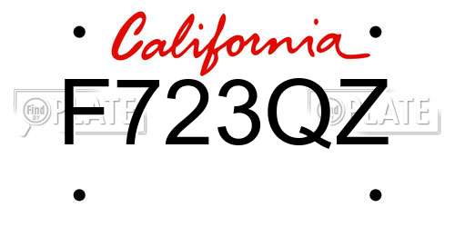 F723QZ California License Plate