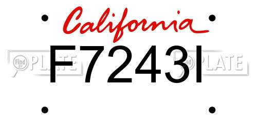 F7243I California License Plate