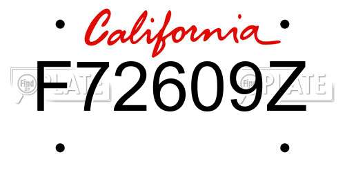 F72609Z California License Plate