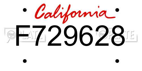 F729628 California License Plate