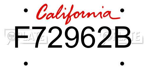 F72962B California License Plate