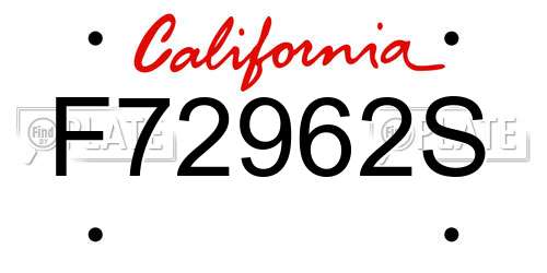 F72962S California License Plate