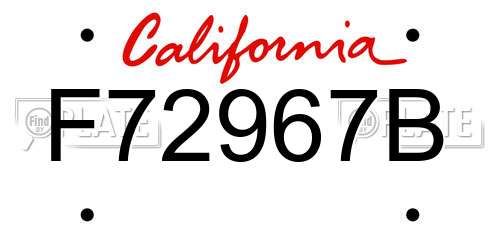 F72967B California License Plate