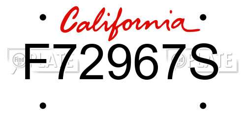 F72967S California License Plate