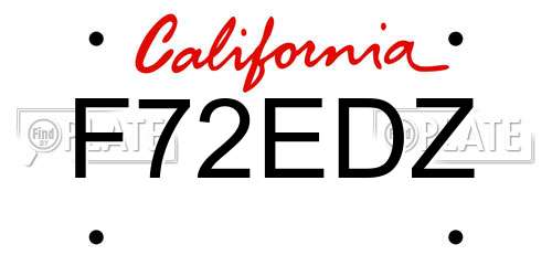 F72EDZ California License Plate