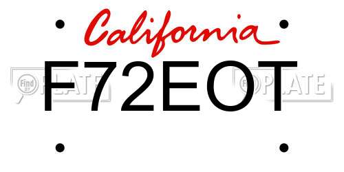 F72EOT California License Plate