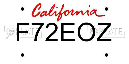 F72EOZ California License Plate