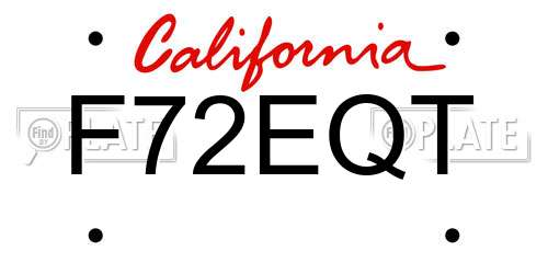 F72EQT California License Plate
