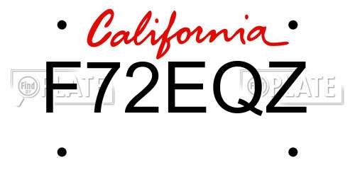 F72EQZ California License Plate