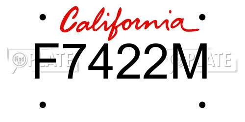 F7422M California License Plate