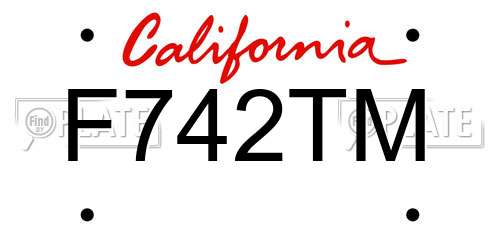 F742TM California License Plate