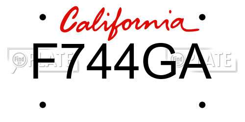F744GA California License Plate