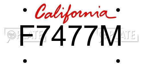 F7477M California License Plate