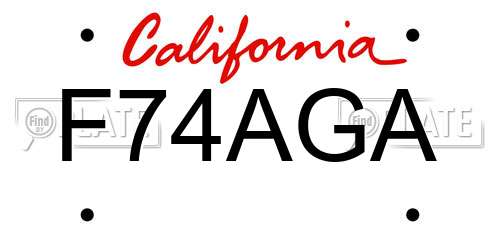 F74AGA California License Plate