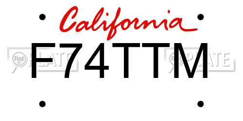 F74TTM California License Plate
