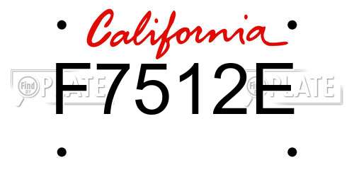 F7512E California License Plate