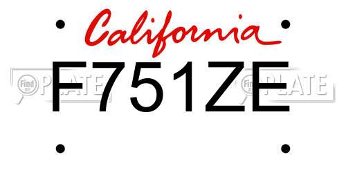 F751ZE California License Plate
