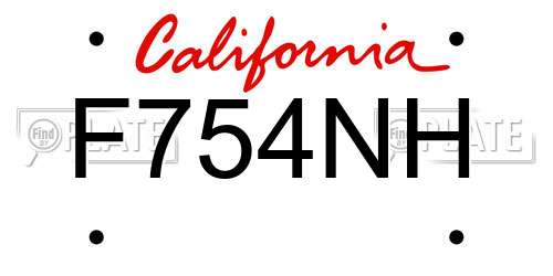 F754NH California License Plate